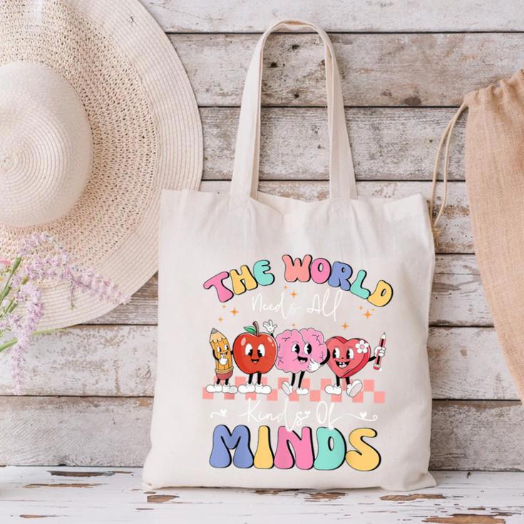 The World Needs All Kinds Of Minds Special Education Teacher Canvas Tote Bag, gift for family, gift for coworker