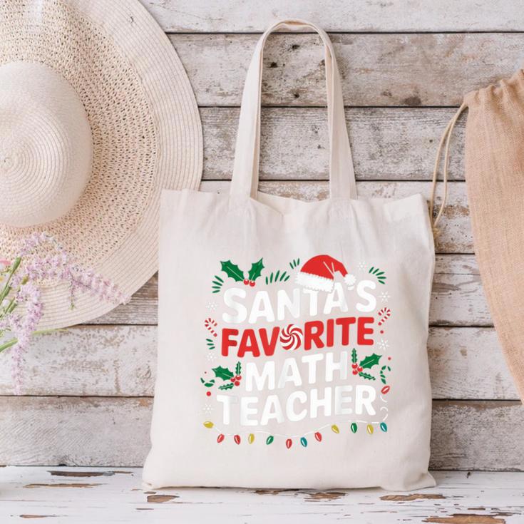 Xmas Lighting Santa's Favorite Math Teacher Christmas Canvas Tote Bag, gift for family, gift for coworker Xmas Lighting Santa's Favorite Math Teacher Christmas Canvas Tote Bag, gift for family, gift for coworker