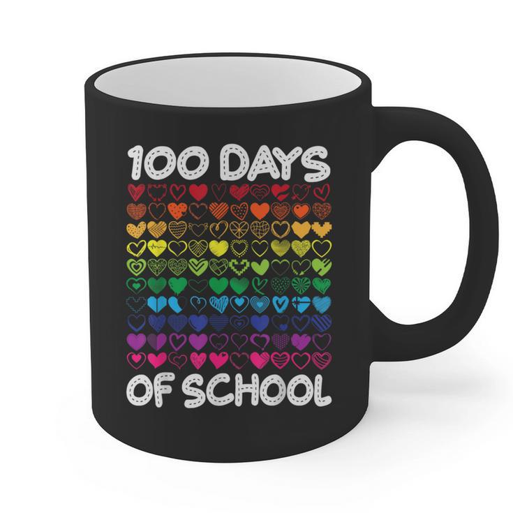 100 Days Of School Heart Love Teacher Or Student 100th Day Graphic Print Coffee Mug