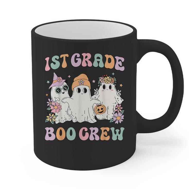 1st Grade Boo Crew Groovy Halloween Floral Ghost Kid Teacher Graphic Print Coffee Mug