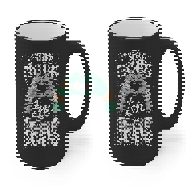 1st Grade Teachers Love Brains Shirt Halloween Teacher Graphic Print Coffee Mug