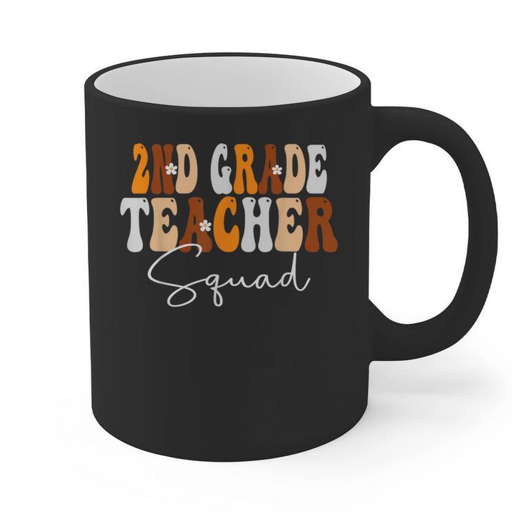 2nd Grade Teacher Squad Cute Women Groovy Fall Autumn Lovers Graphic Print Coffee Mug
