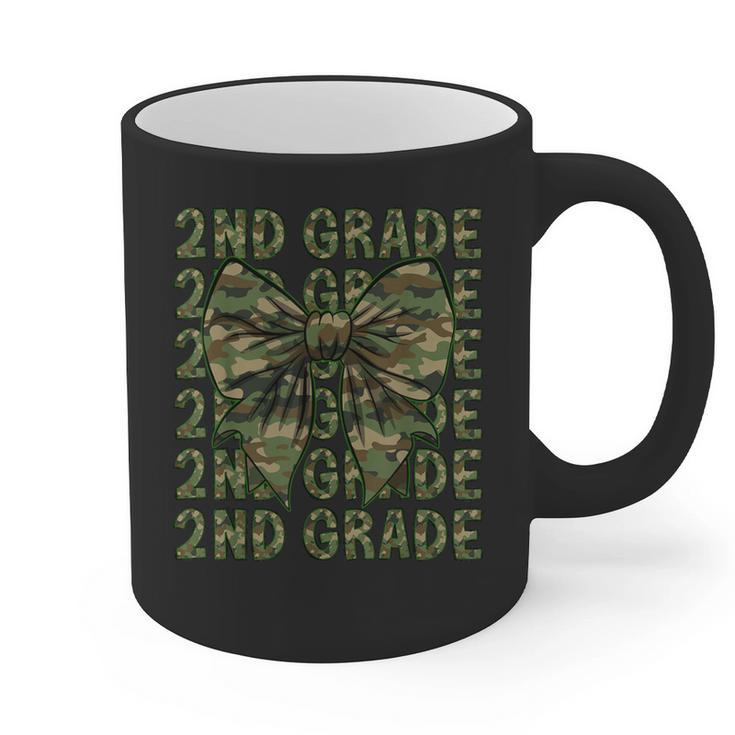 2nd Grade Teacher Student Camo Bow Back To School Graphic Print Coffee Mug