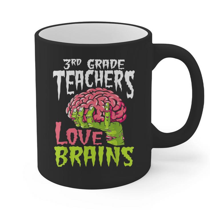 3rd Grade Teachers Love Brains Zombie Teacher Halloween Graphic Print Coffee Mug