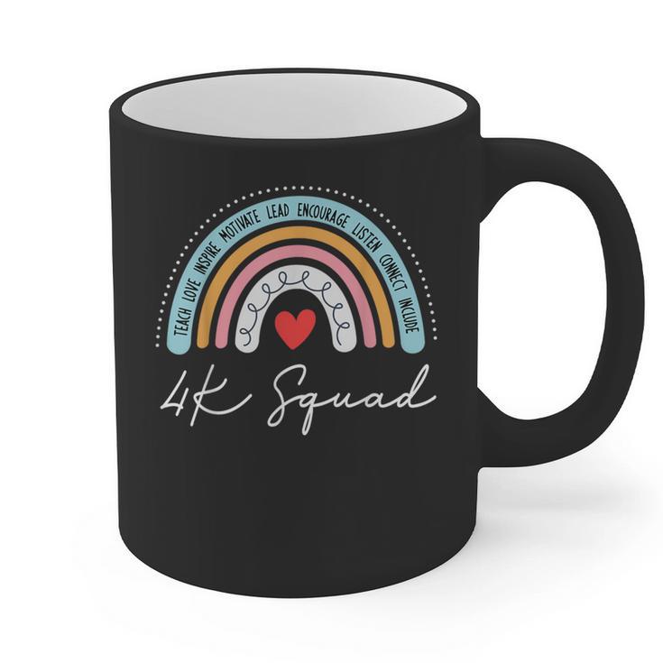 4K Squad Crew Team Teacher Kindergarten Kinder Elementary Graphic Print Coffee Mug