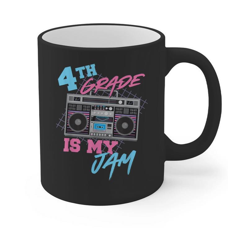 4th Grade Is My Jam Vintage 80s Boombox Teacher Student Graphic Print Coffee Mug