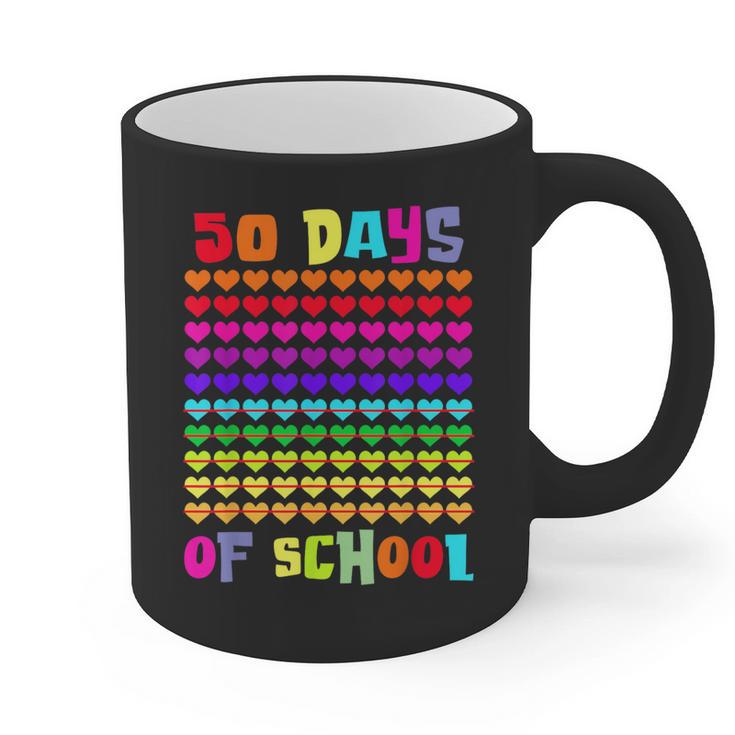 50 Days Of School Hearts Teacher Happy 50th Day Of School Graphic Print Coffee Mug