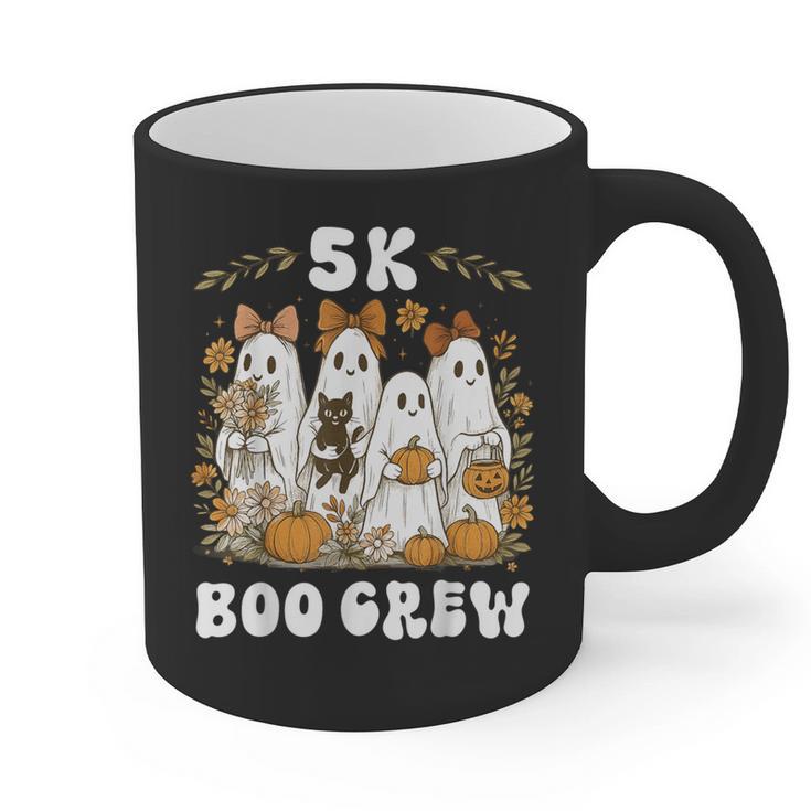 5K Boo Crew Halloween Teacher K5 Floral Ghost Trick Or Teach Graphic Print Coffee Mug