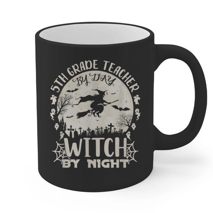 5th Grade Teacher By Day Witch By Night Halloween Graphic Print Coffee Mug