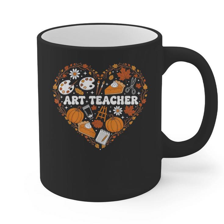 Art Teacher Heart Autumn Thanksgiving Kids Graphic Print Coffee Mug