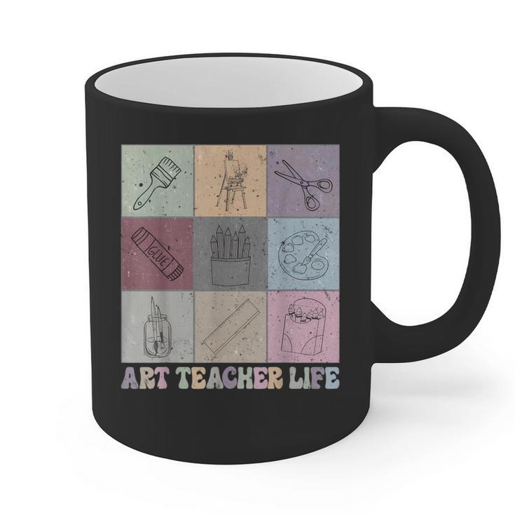 Art Teacher Life Retro Groovy Teaching Future Artists Graphic Print Coffee Mug