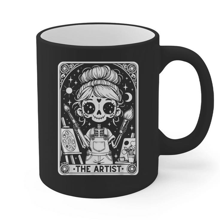 Artist Tarot Card Skeleton Painter Art Teacher Witchy Graphic Print Coffee Mug