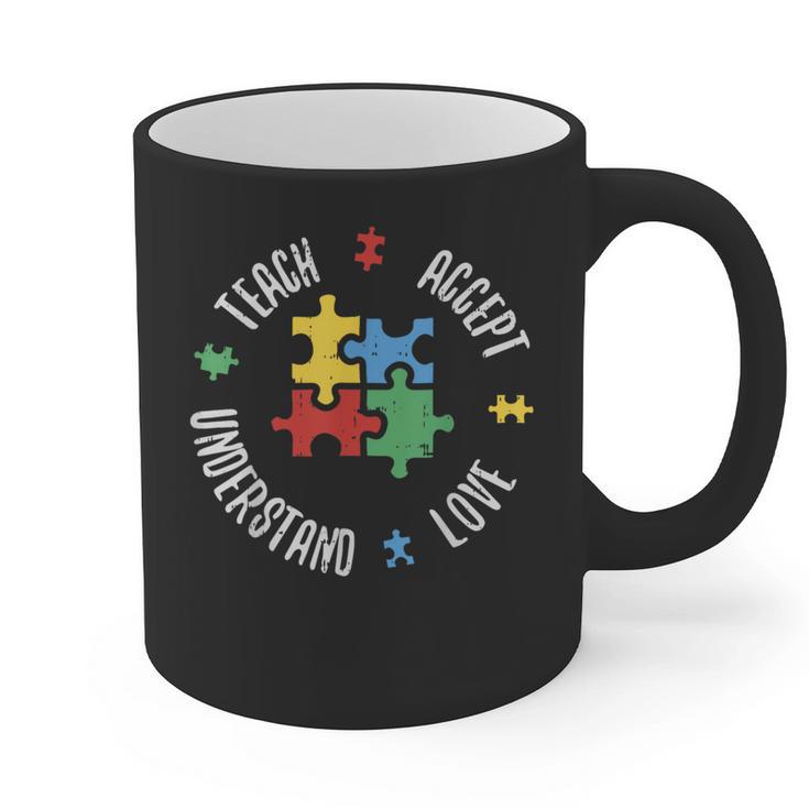 Autism Awareness Teacher Shirt Teach Accept Understand Love Graphic Print Coffee Mug