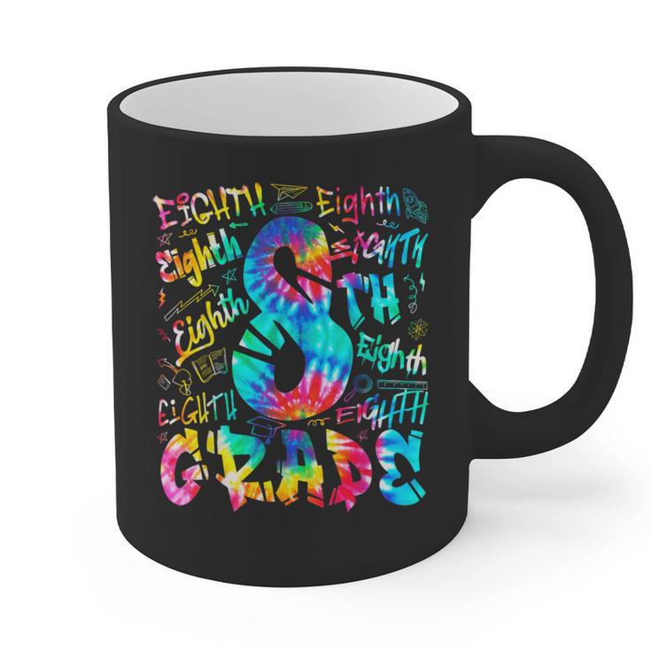 Back To School Eighth 8th Grade Tie Dye Typography Teacher Graphic Print Coffee Mug