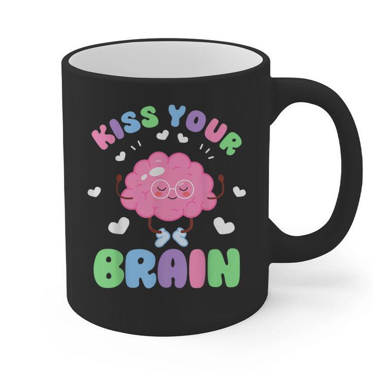Back To School Kiss Your Brain Cute Teacher Appreciation Graphic Print Coffee Mug