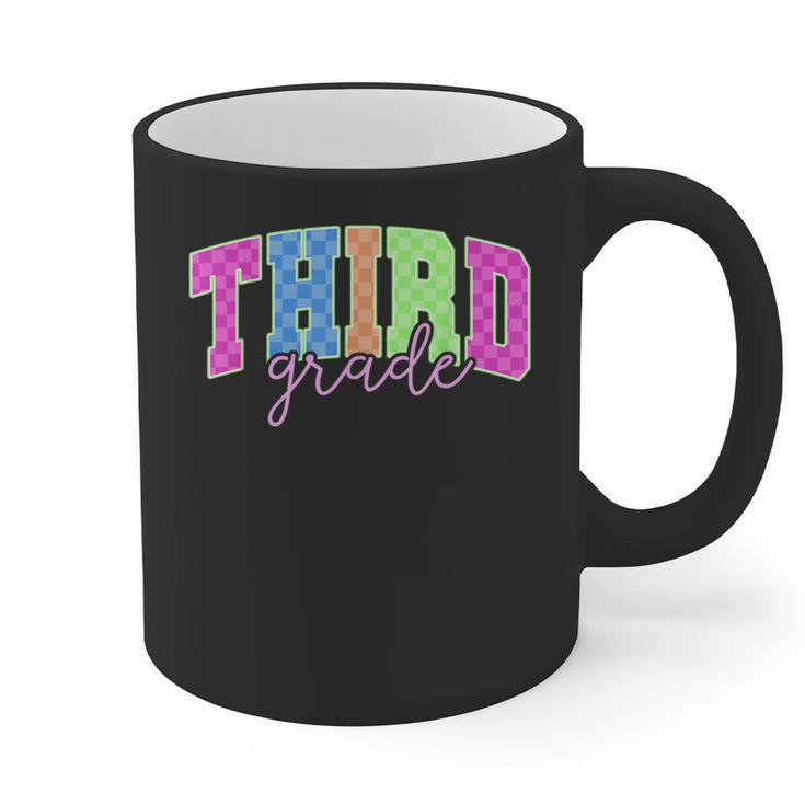 Back To School Neon Checkered Third Grade Colorful Teacher Graphic Print Coffee Mug