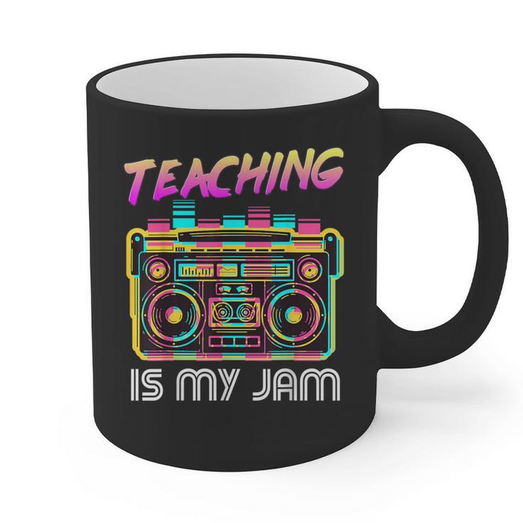 Back To School Retro Teaching Is My Jam 80s Teacher Boombox Graphic Print Coffee Mug