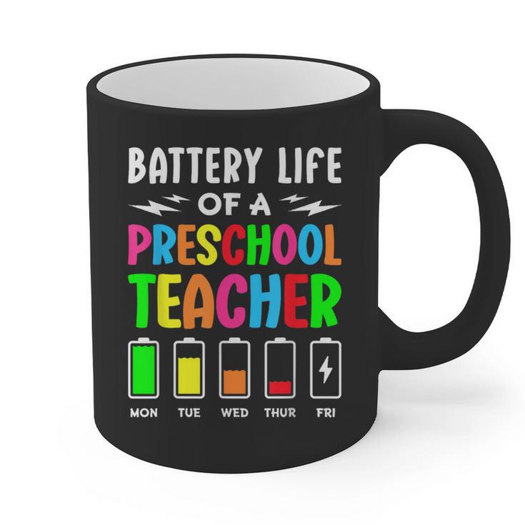 Battery Life Of a Preschool School Teacher School Week Graphic Print Coffee Mug