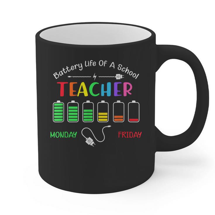 Battery Life Of A School Teacher Monday To Friday For Men Women Graphic Print Coffee Mug