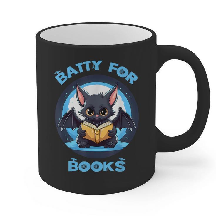 Batty About Books Lover Teacher Librarian Bookish Halloween For Men Women Kids Graphic Print Coffee Mug