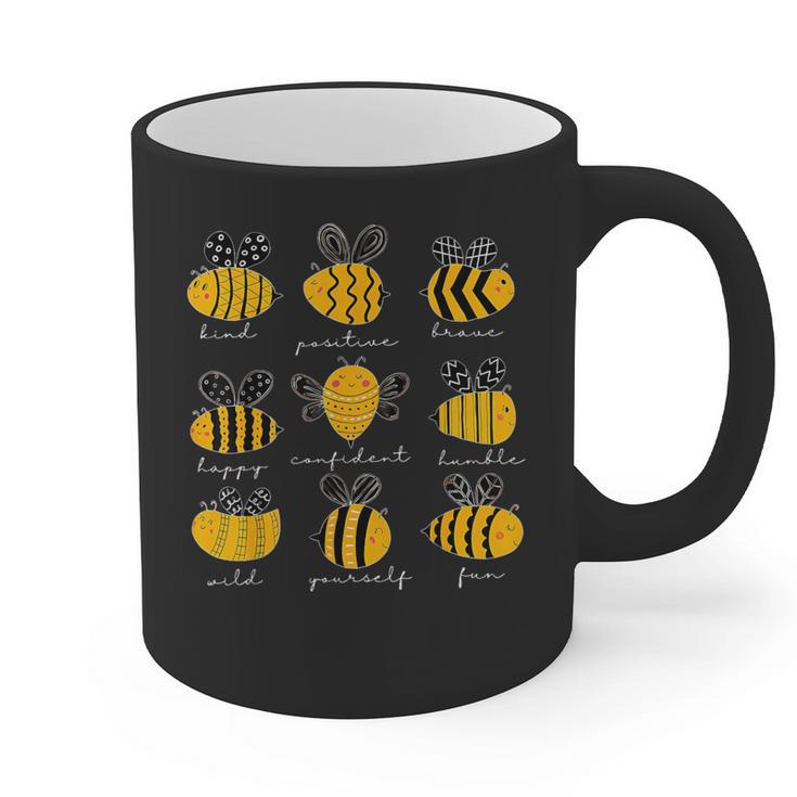 Bee Kind Positive Brave Happy Confident Humble Teacher Graphic Print Coffee Mug