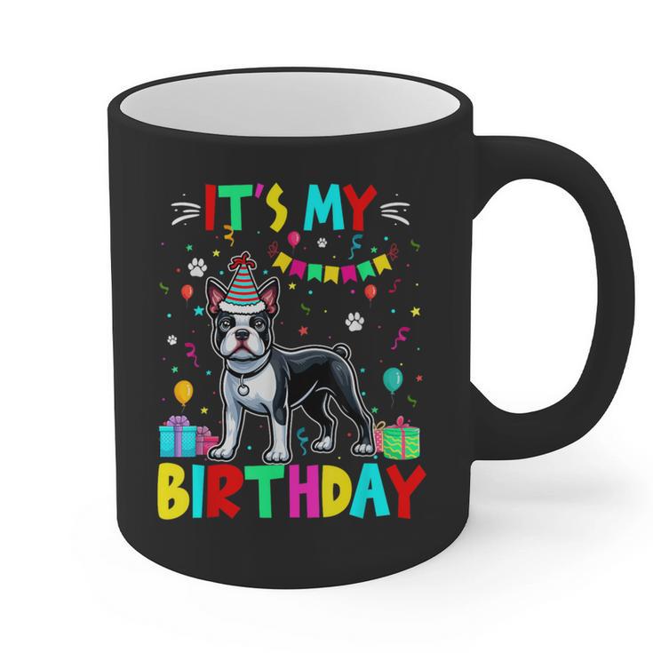 My Birthday Colorful Costume Boston Terrier Party Graphic Print Coffee Mug