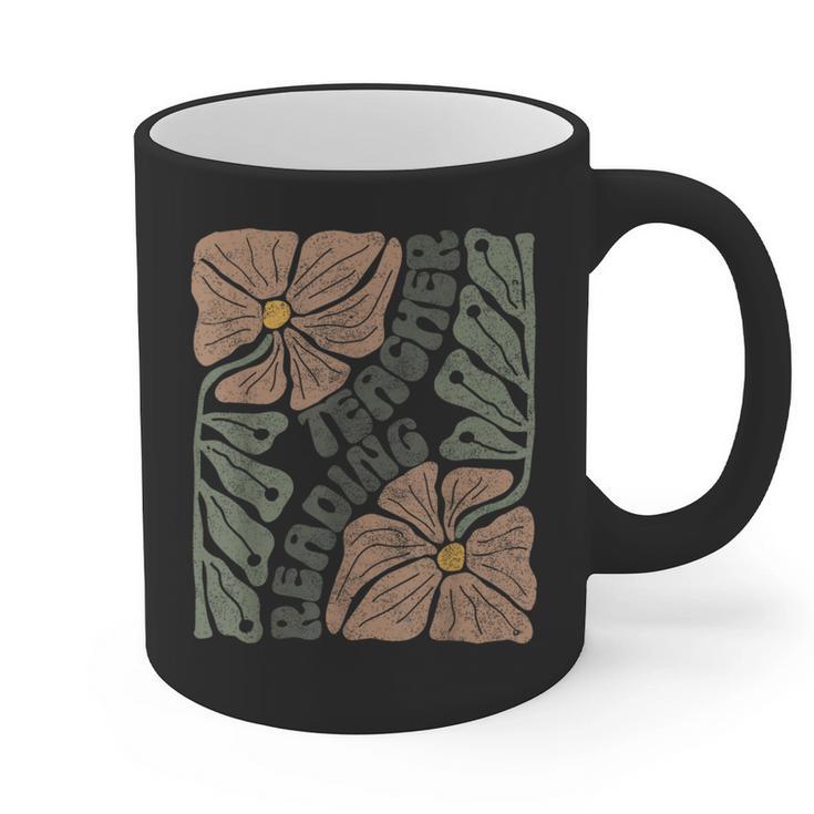 Boho Floral Reading Teacher Retro Reading Specialist Wildfl Graphic Print Coffee Mug