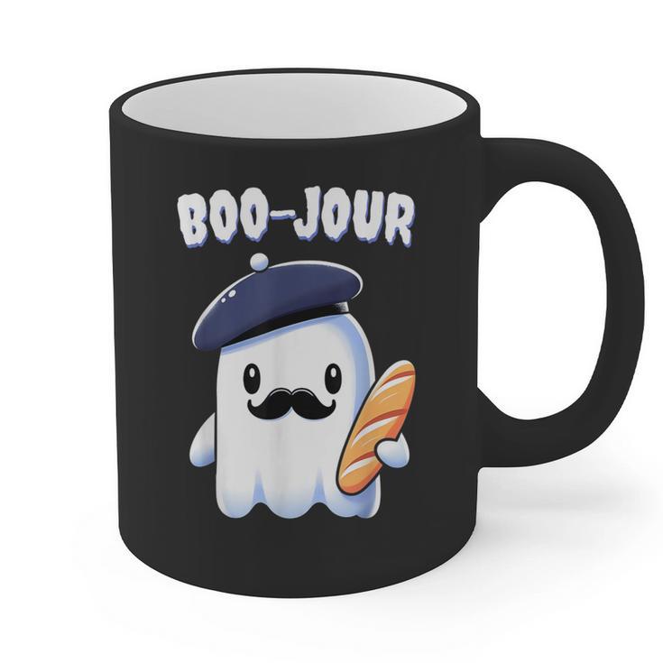 Boo Jour Ghost French Teacher Vintage Teacherlife Groovy Graphic Print Coffee Mug