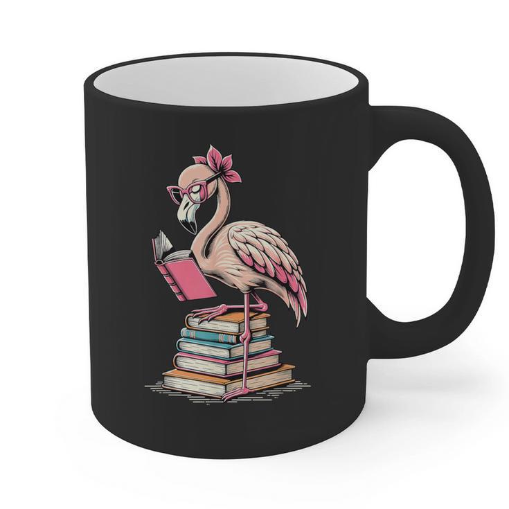 Book Lover Cute Flamingo Reading Teacher Librarian Women Graphic Print Coffee Mug