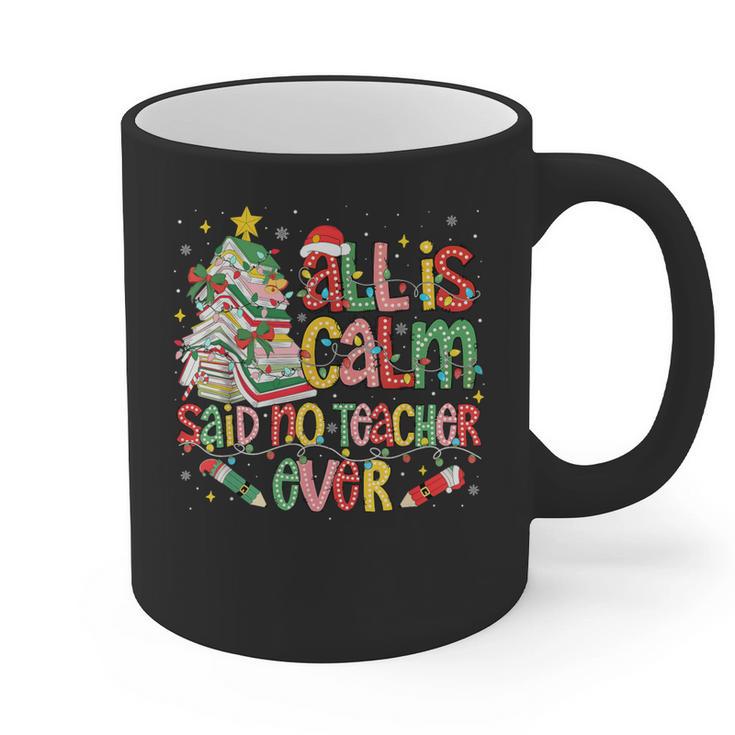 Book Tree All Is Calm Said No Teacher Ever Christmas Graphic Print Coffee Mug