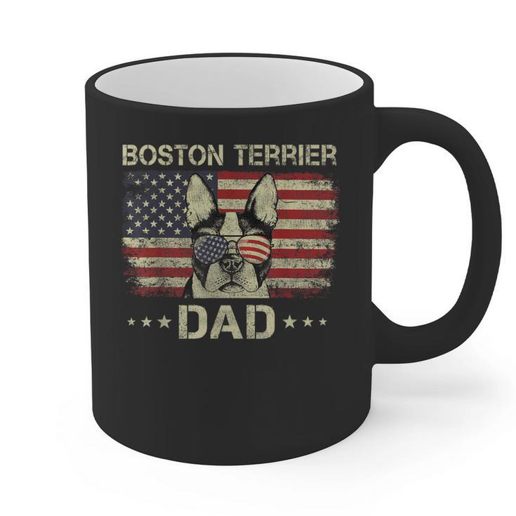 Boston Terrier Dad Dog Lovers American Flag 4th Of July For Women Men Graphic Print Coffee Mug, Couple Gifts, Boston Terrier Dad Gifts, American Boston Terrier Gifts, Boston Terrier 4th Of July Gifts, trending gift