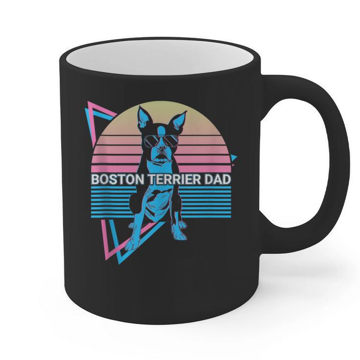 Boston Terrier Dad Retro Graphic Print Coffee Mug