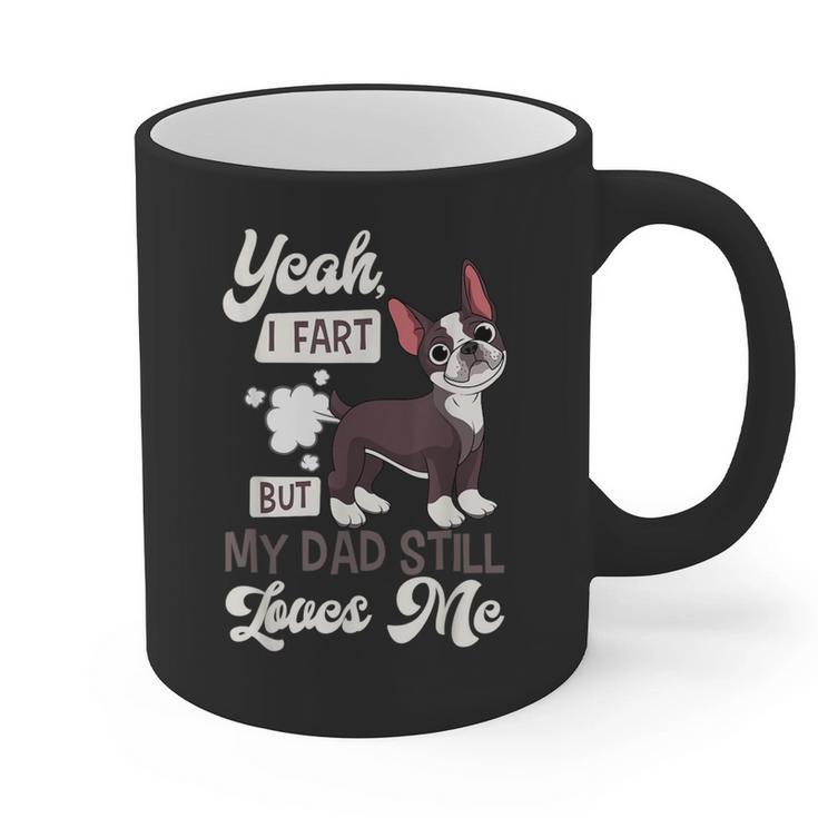 Boston Terrier Fart American Gentleman Non-Sporting Dog Graphic Print Coffee Mug, American Boston Terrier Gifts, trending gift