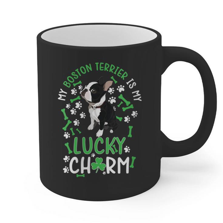 My Boston Terrier Is My Lucky Charm Paw Dog St Patrick's Day Graphic Print Coffee Mug