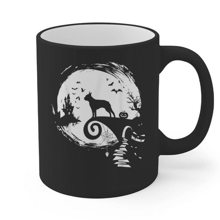 Boston Terrier And Moon Halloween Costume Dog Lover Graphic Print Coffee Mug, Boston Terrier Halloween Gifts, trending gift