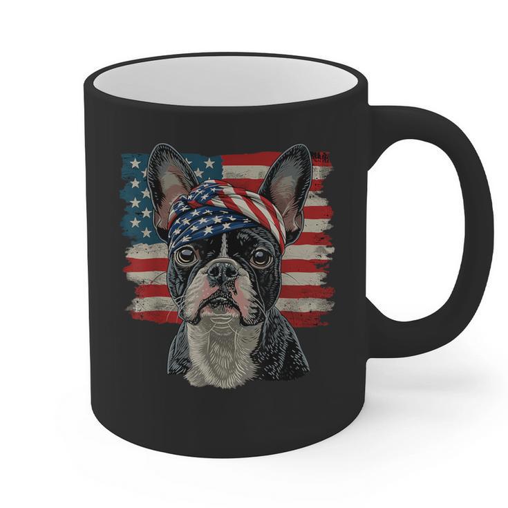 Boston Terrier Patriotic 4th Of July USA American Flag Graphic Print Coffee Mug