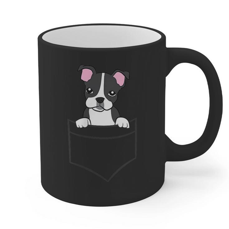 Boston Terrier In The Pocket Cute Pocket Boston Terrier Graphic Print Coffee Mug
