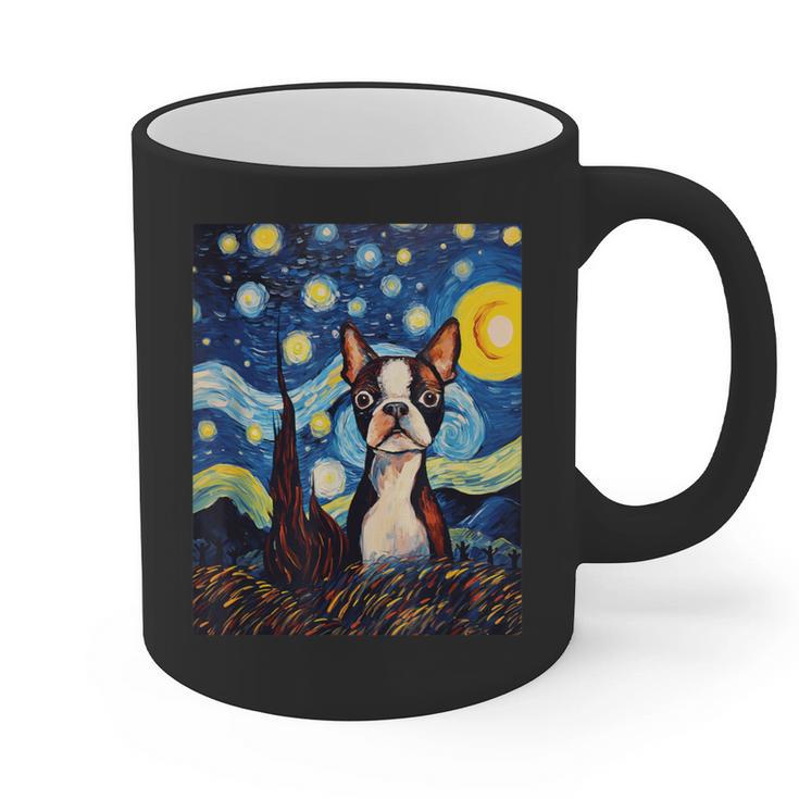 Boston Terrier Starry Night Van Gogh Art Graphic Print Coffee Mug