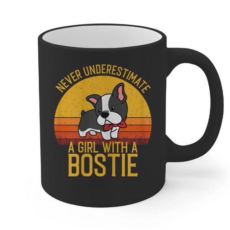 Boston Terrier Never Underestimate a Girl With a Bostie Graphic Print Coffee Mug, trending gift