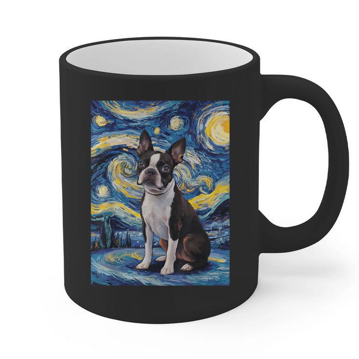 Boston Terrier Van Gogh Starry Night Graphic Print Coffee Mug