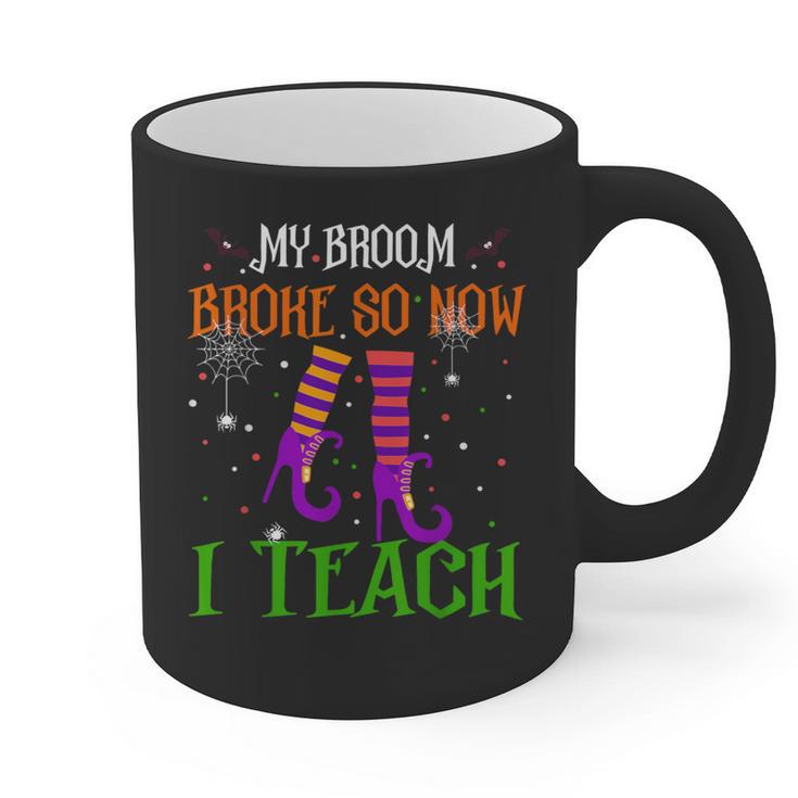 My Broom Broke So Now I Teach Teacher Witch Halloween Graphic Print Coffee Mug