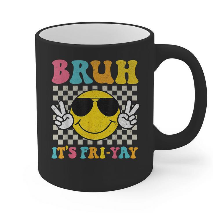 Bruh It's Fri-Yay Friday Weekend Smile Face Teacher Student Graphic Print Coffee Mug