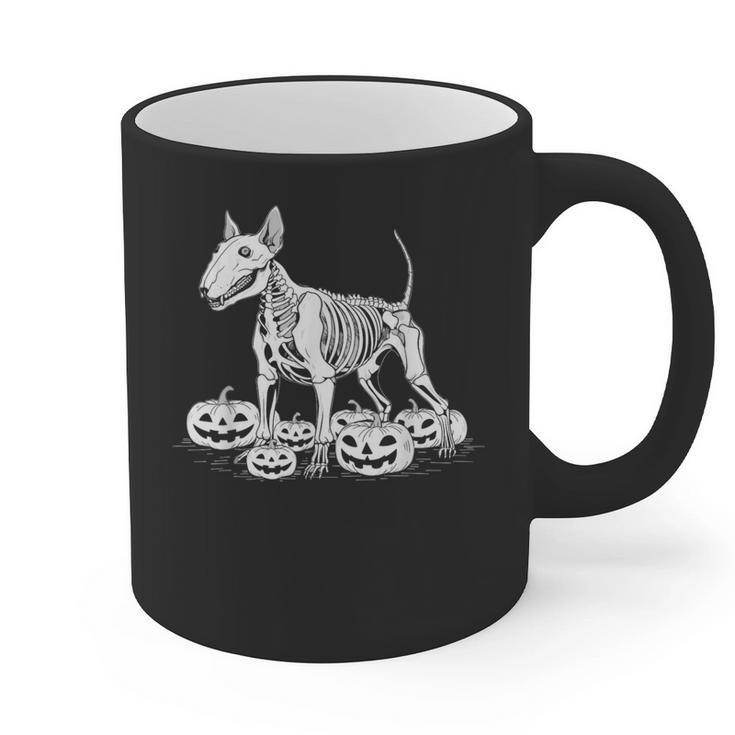 Bull Terrier Skeleton Birthday Halloween Kids Graphic Print Coffee Mug