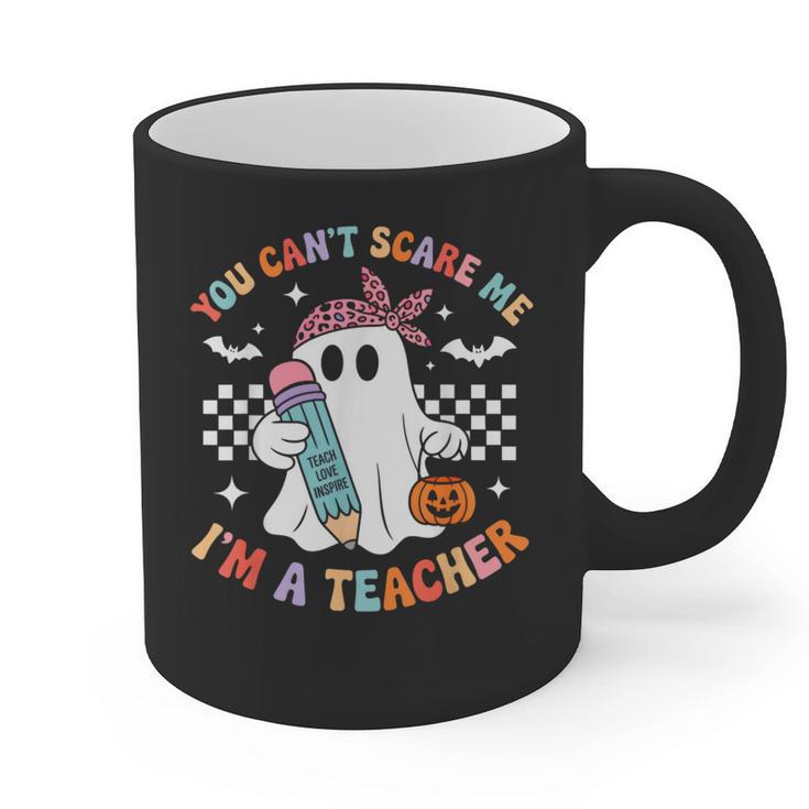 You Can't Scare Me I'm A Teacher Ghost Happy Halloween Graphic Print Coffee Mug