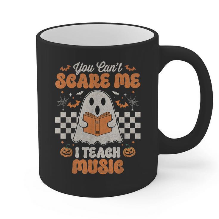 You Can't Scare Me I Teach Music Retro Teacher Halloween Graphic Print Coffee Mug