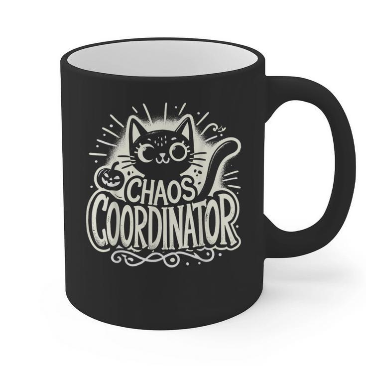 Cat Chaos Coordinator For Women Mom Halloween Teacher Graphic Print Coffee Mug