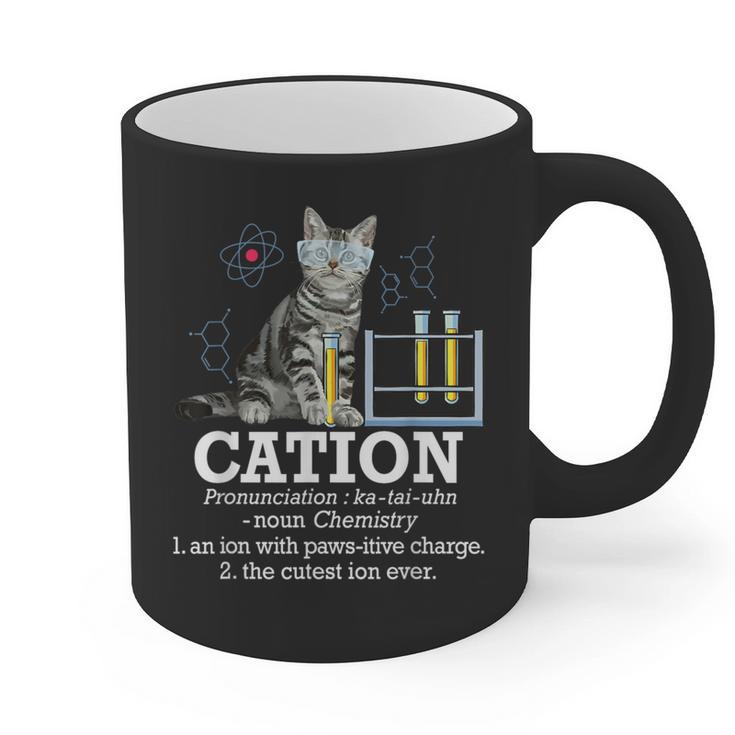 Cation Chemistry Humor Science Teacher Cat Pun Graphic Print Coffee Mug