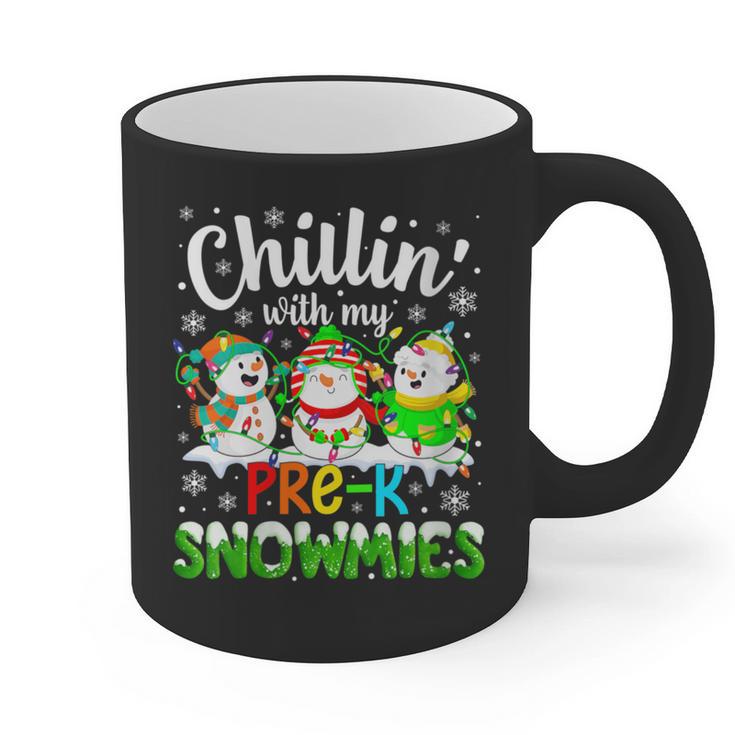 Chillin With My Pre-K Snowmies Christmas Teacher Xmas Graphic Print Coffee Mug