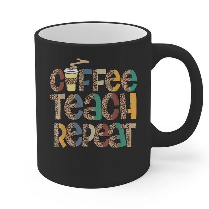 Coffee Teach Repeat Leopard Print Back To School Teachers Graphic Print Coffee Mug
