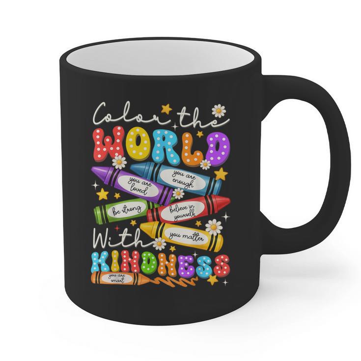 Color The World With Kindness Crayon Positivity Teacher Graphic Print Coffee Mug